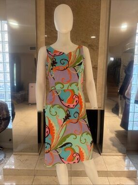 David Meister Paisley Print Sleeveless Sheath Dress Size 6